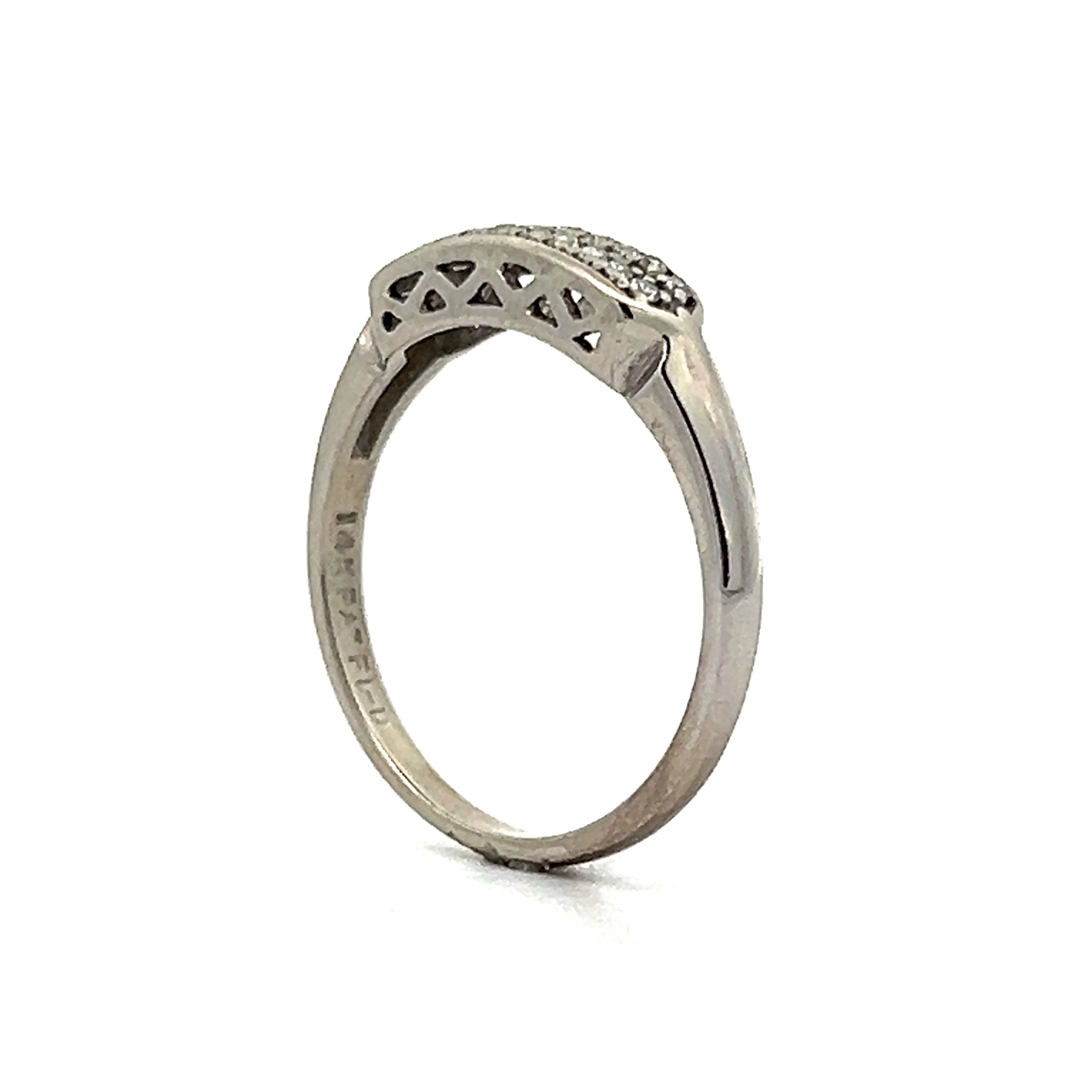 Art Deco Double Row Diamond Stacking Band in 14k White Gold - Image 5