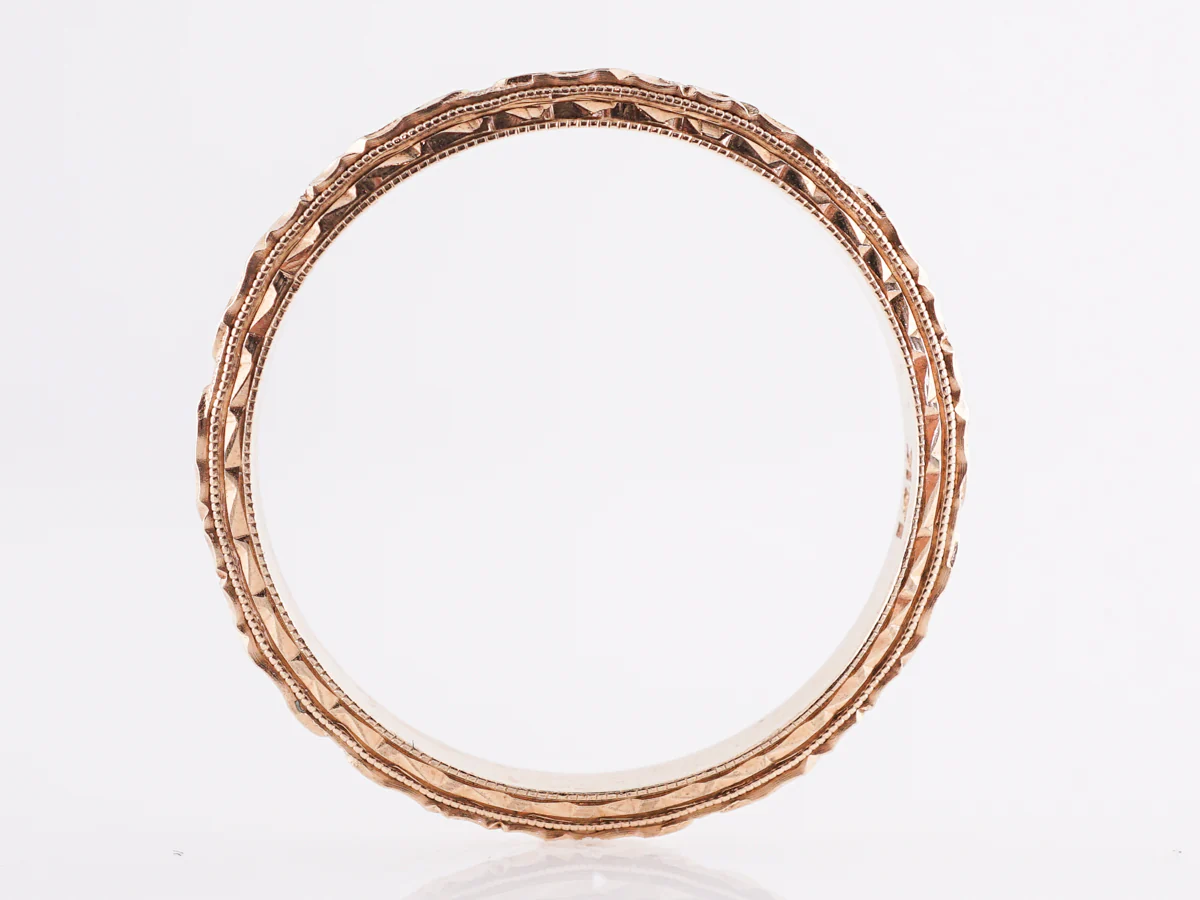 Art Deco Engraved Wedding Band in 14k Yellow Gold - Image 2