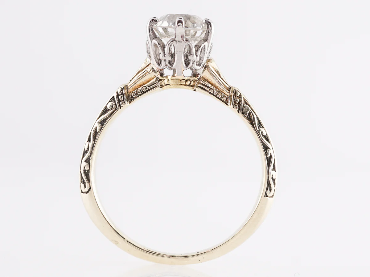 Art Deco European Cut Diamond Engagement Ring in 14k - Image 4