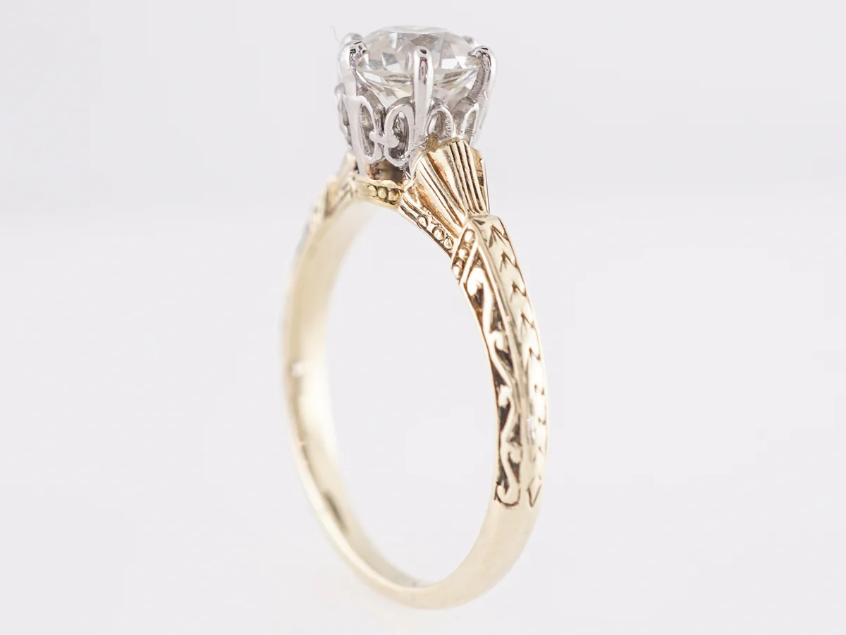 Art Deco European Cut Diamond Engagement Ring in 14k - Image 5