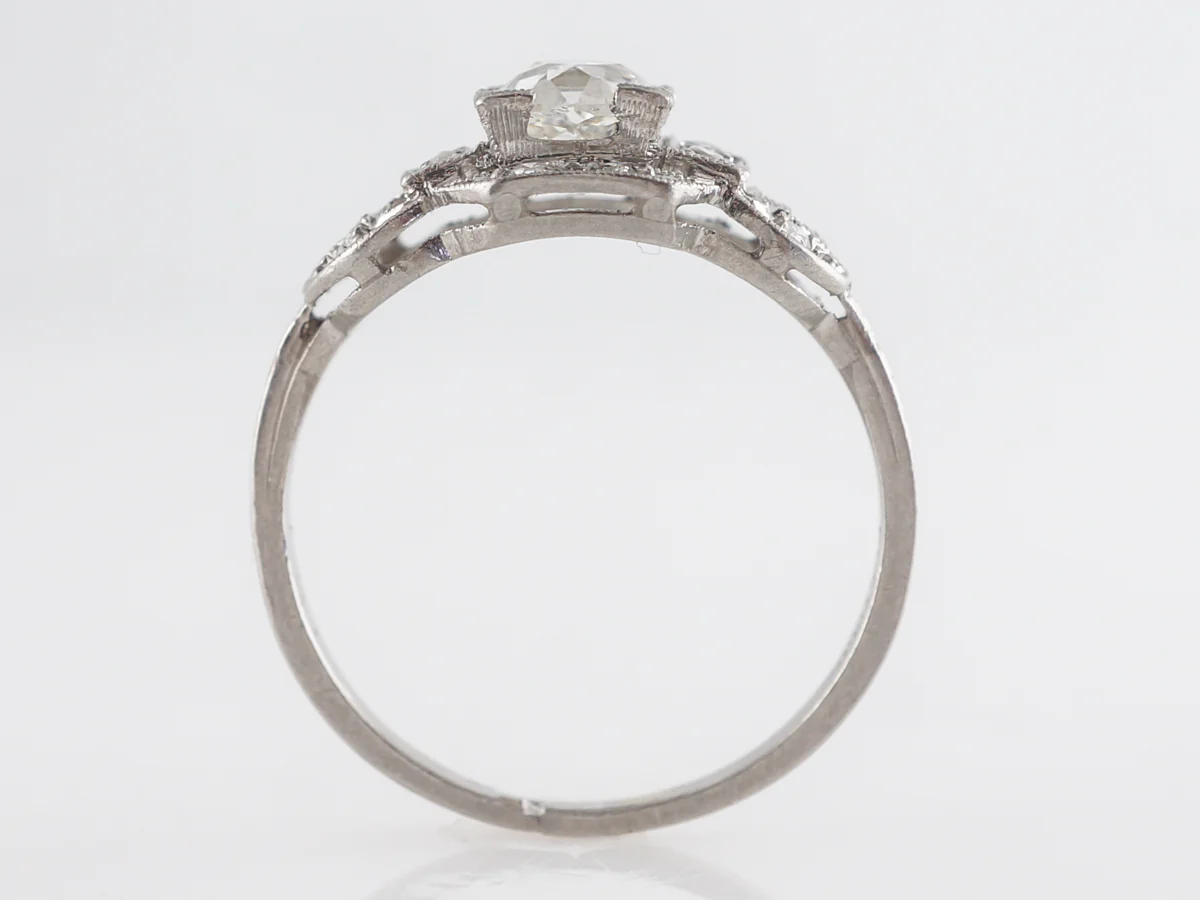 Art Deco European GIA Diamond Engagement Ring in Platinum - Image 4