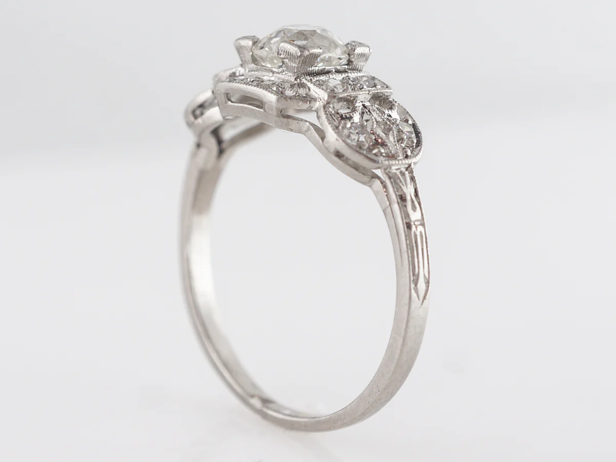 Art Deco European GIA Diamond Engagement Ring in Platinum - Image 5