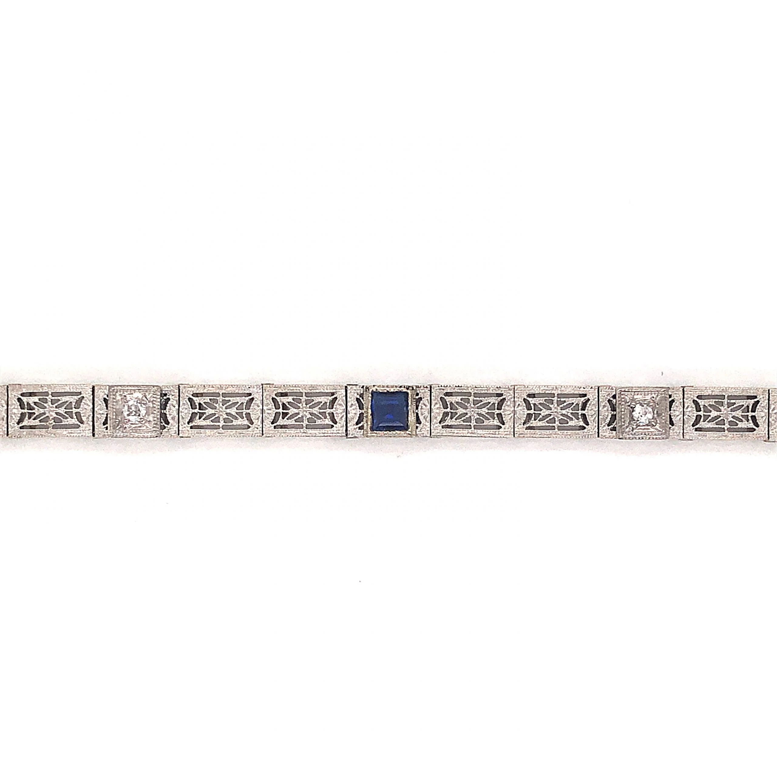 Art Deco Filigree Link Bracelet in 14k White Gold - Image 3