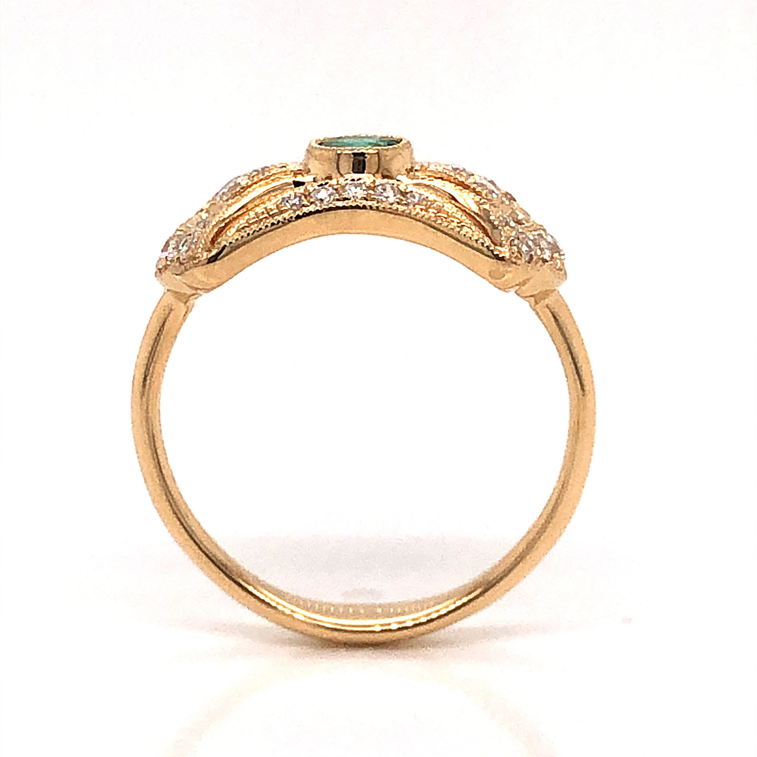 Art Deco Inspired Emerald & Diamond Ring in 18k Yellow Gold - Image 4