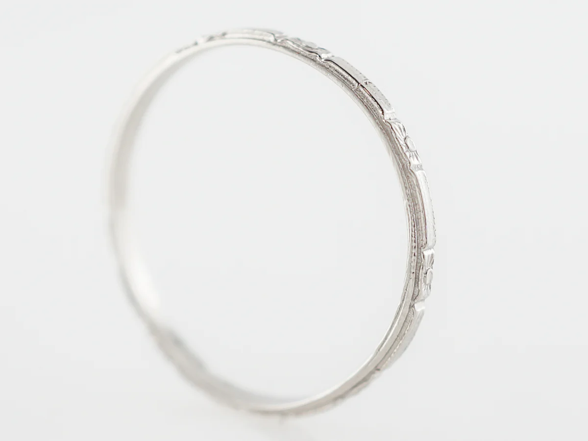 Art Deco Inspired Orange Blossom Wedding Band in Platinum - Image 3