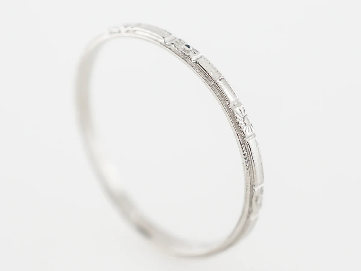 Art Deco Inspired Orange Blossom Wedding Band in Platinum - Image 4