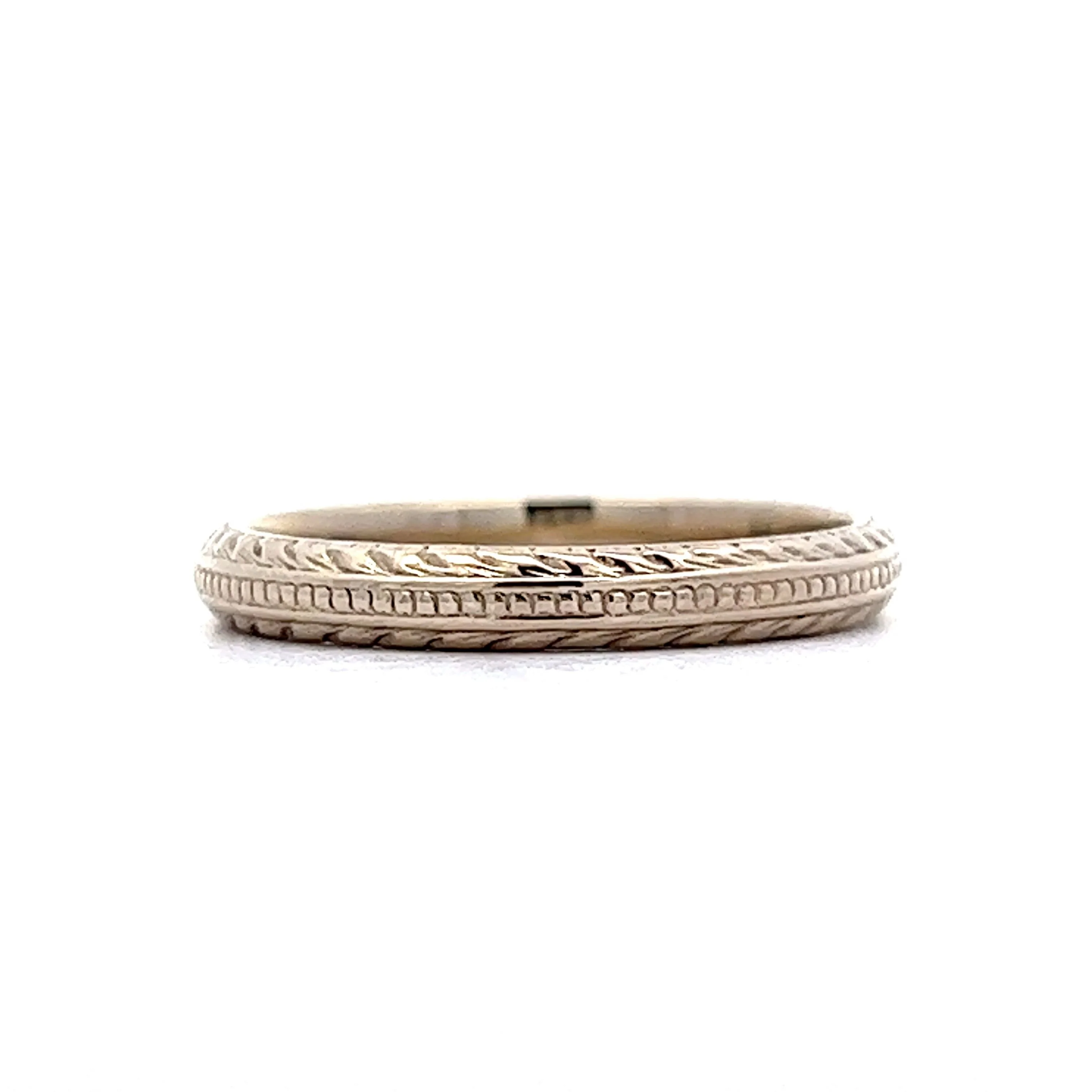 Art Deco Wedding Band w/ Wheat Pattern
