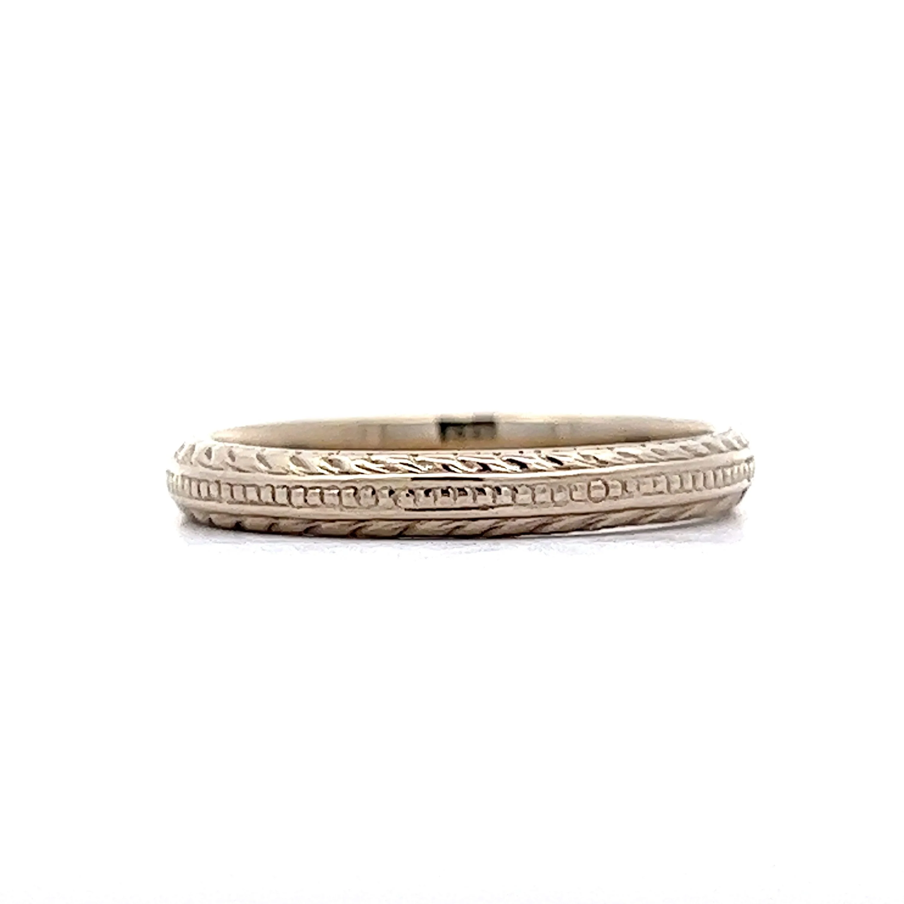 Art Deco Wedding Band w/ Wheat Pattern - Image 3