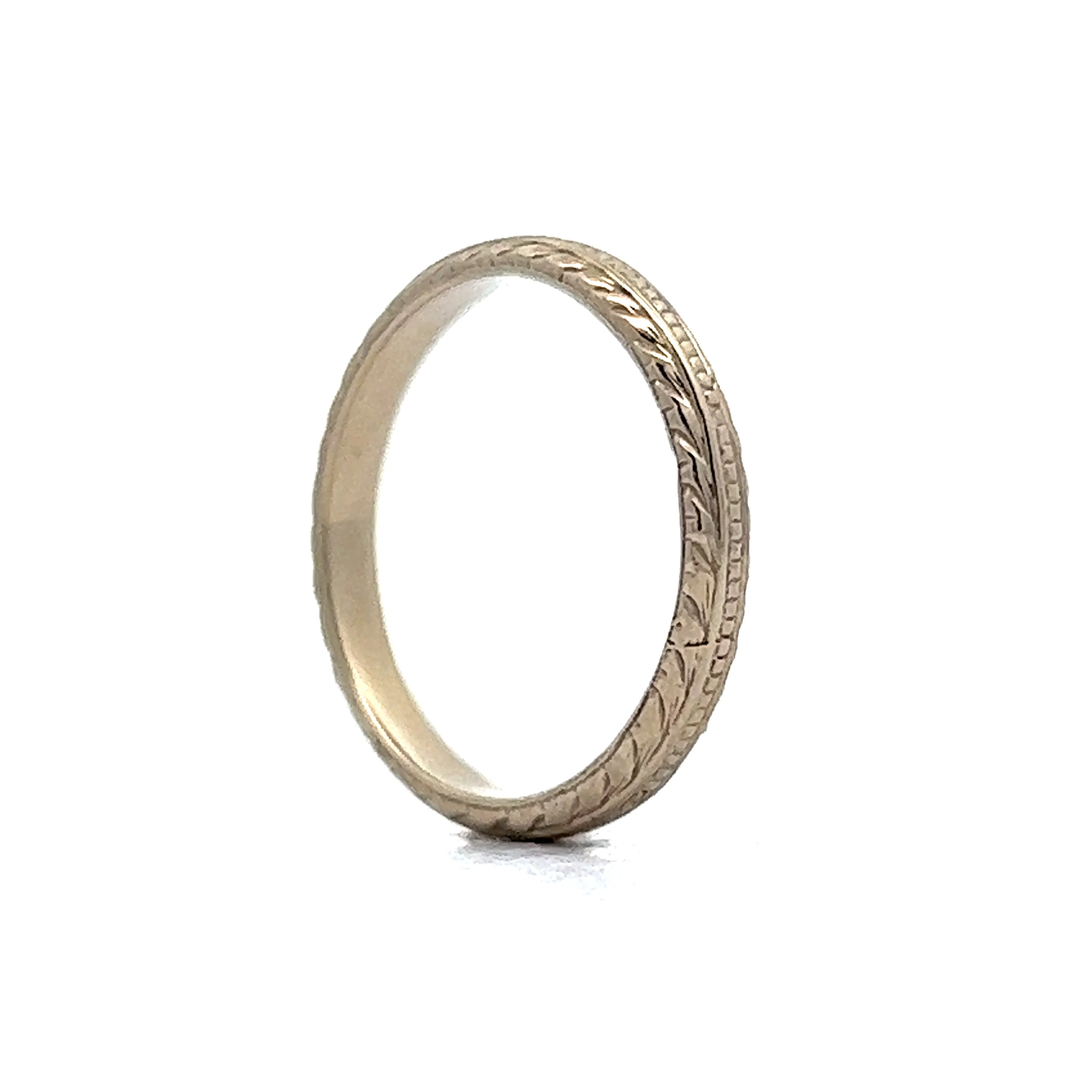 Art Deco Wedding Band w/ Wheat Pattern - Image 5