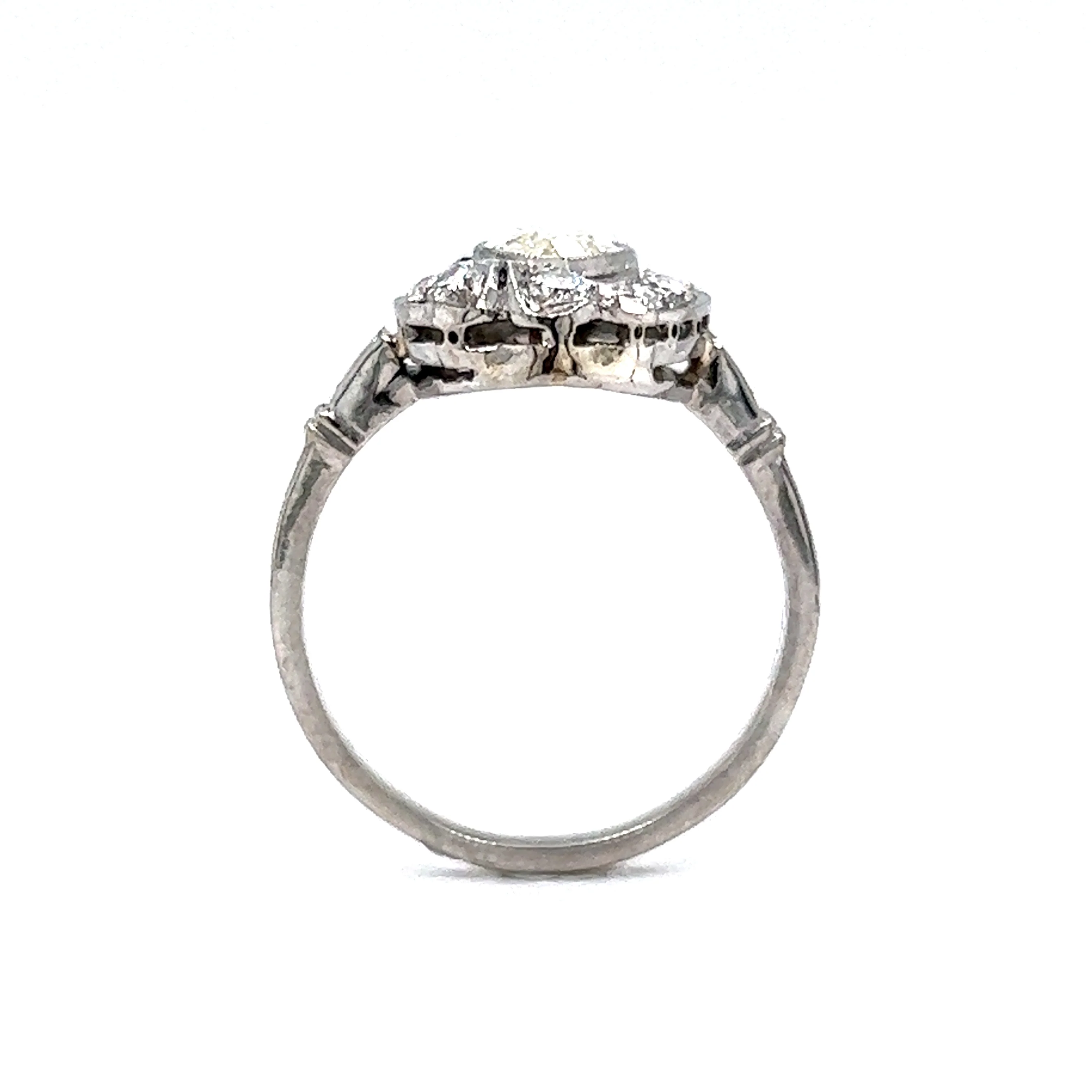 Art Deco Marquise Diamond & Emerald Ring in Platinum - Image 4
