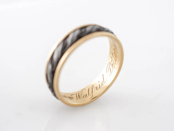 Art Deco Men's Band in Yellow Gold and Sterling Silver - Image 3