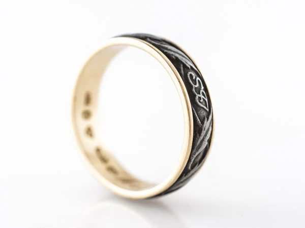 Art Deco Men's Band in Yellow Gold and Sterling Silver - Image 4
