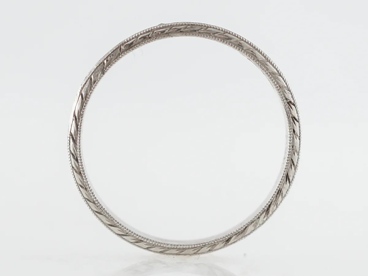 Vintage Art Deco Orange Blossom Wedding Band in Platinum - Image 2