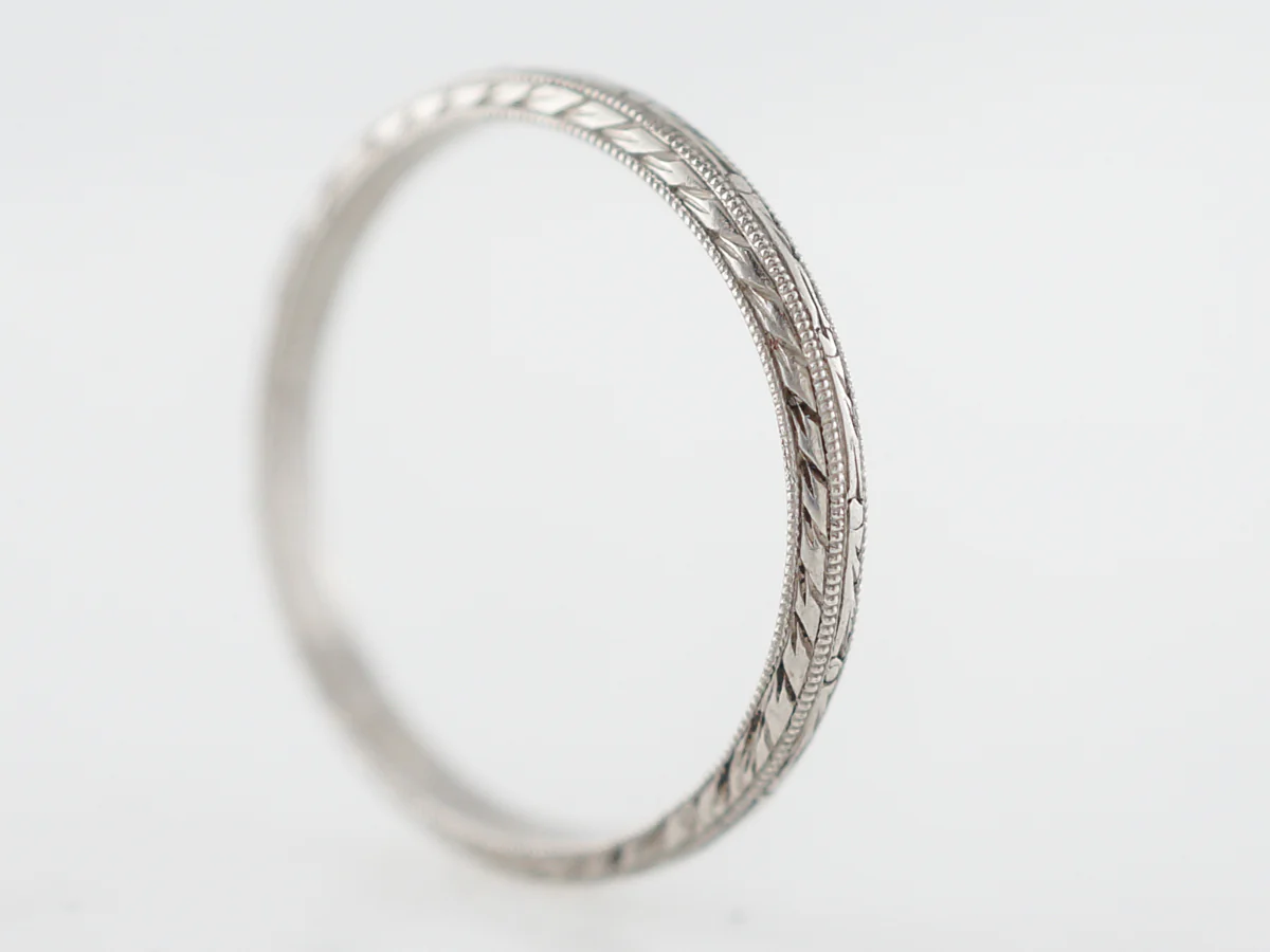 Vintage Art Deco Orange Blossom Wedding Band in Platinum - Image 3