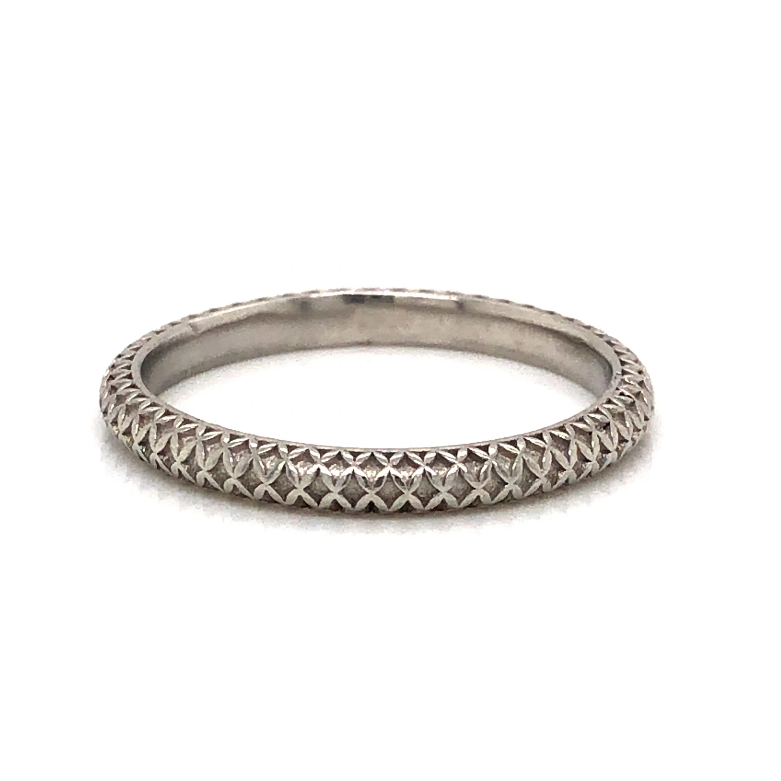 Art Deco Patterned Wedding Band in Platinum - Image 2