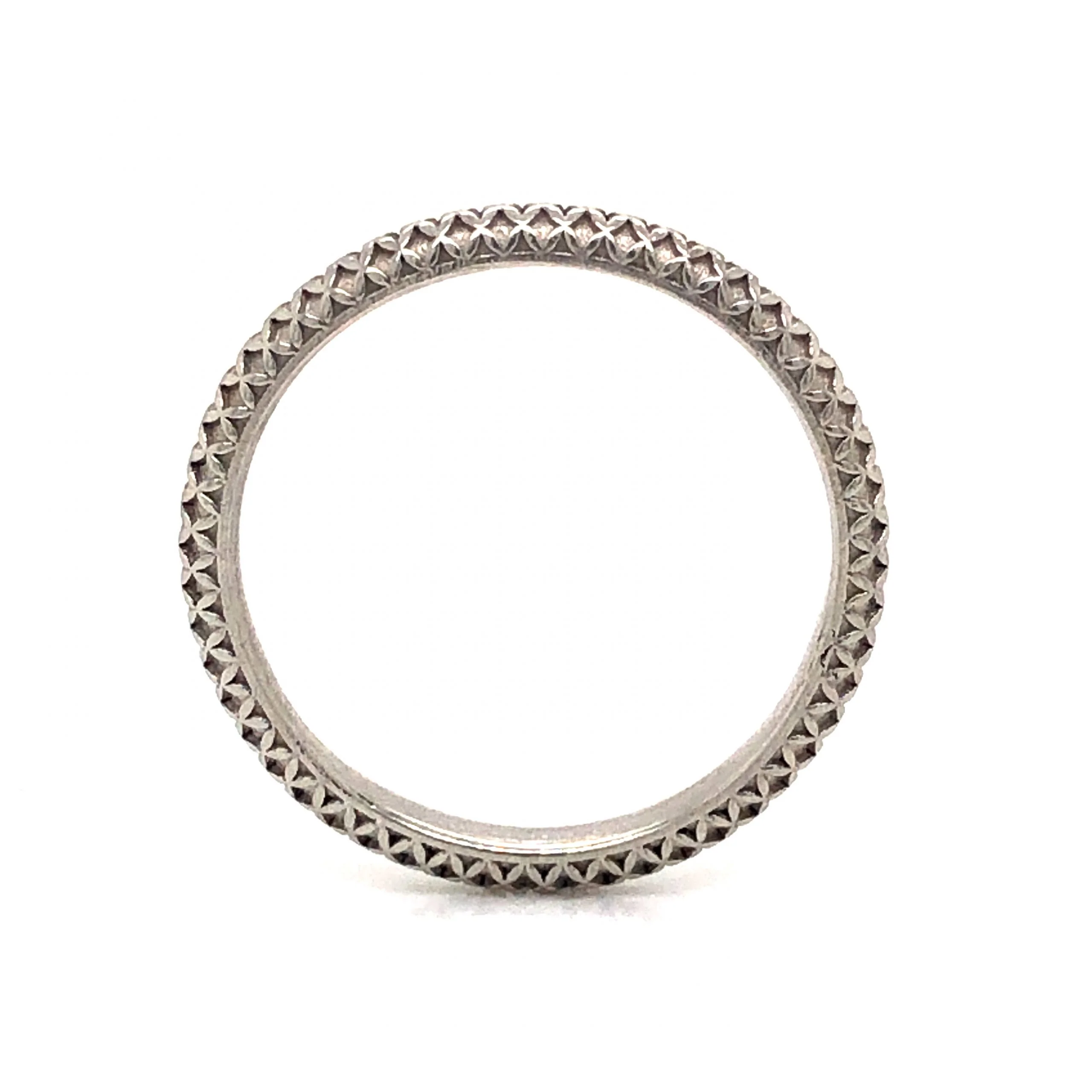 Art Deco Patterned Wedding Band in Platinum - Image 3
