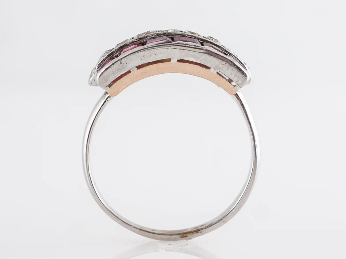 Art Deco Ruby and Diamond Cocktail Ring in 14k White Gold - Image 4