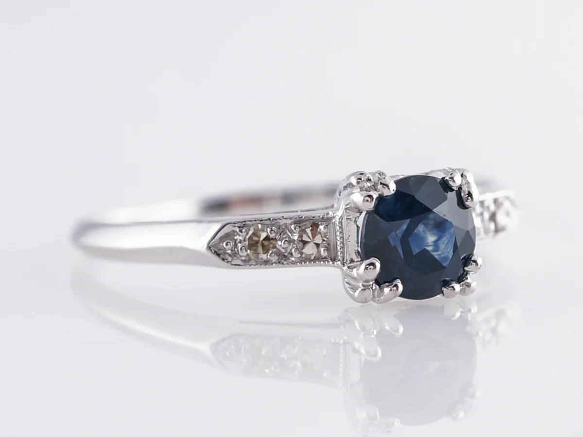 Art Deco Sapphire Engagement Ring in Platinum - Image 3