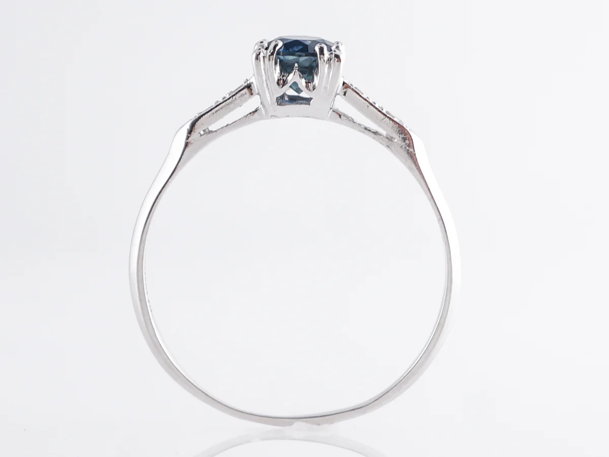 Art Deco Sapphire Engagement Ring in Platinum - Image 4