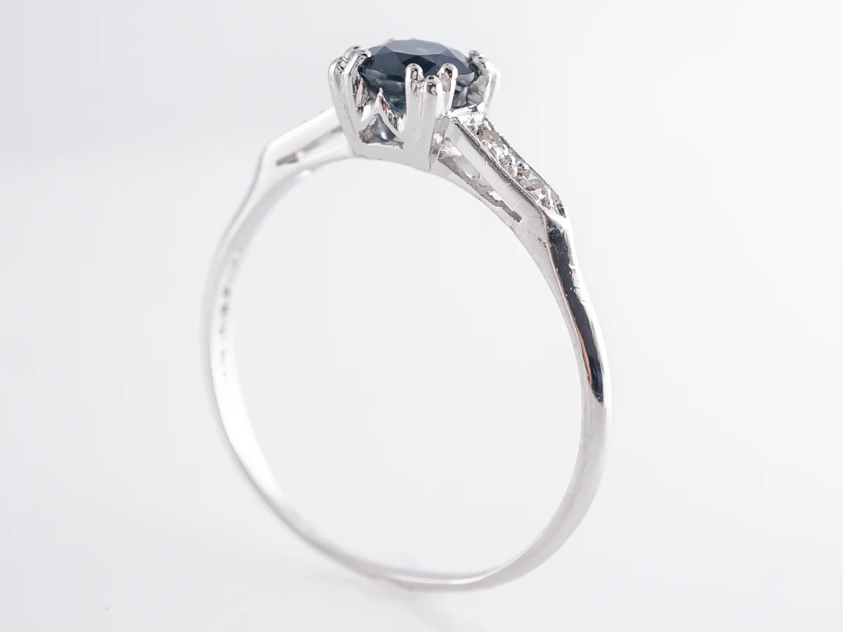 Art Deco Sapphire Engagement Ring in Platinum - Image 5