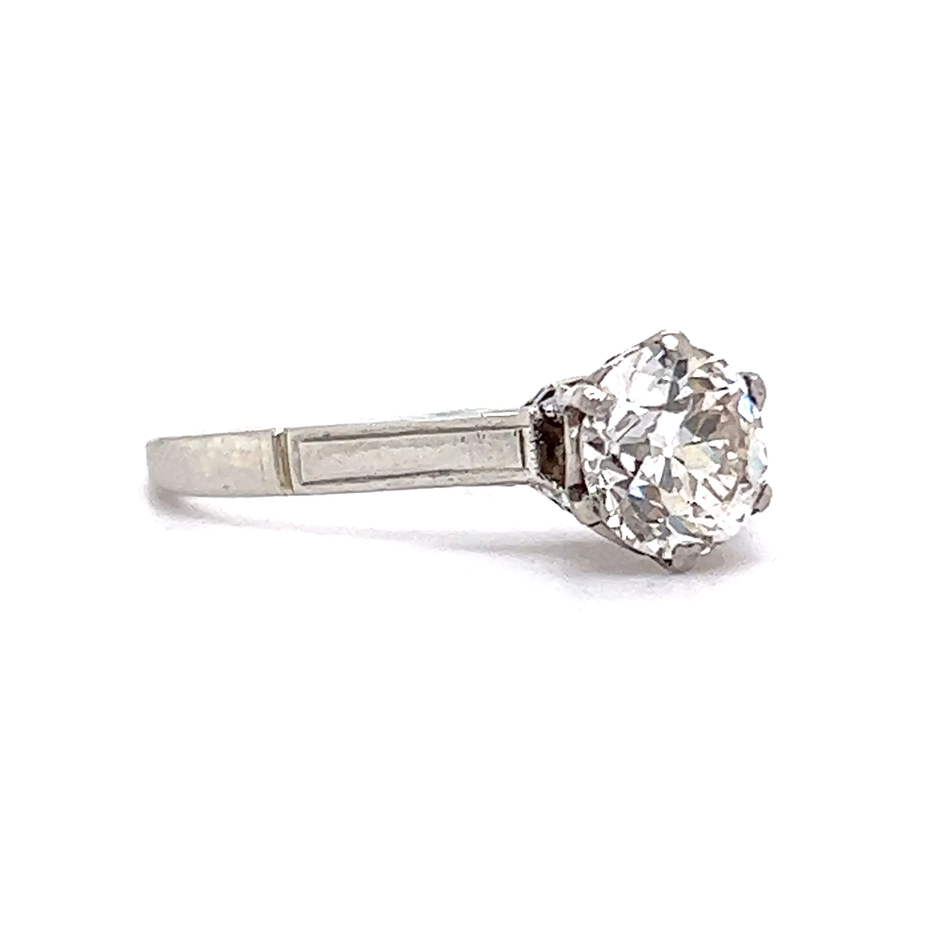 Art Deco Solitaire Diamond Engagement Ring in Platinum - Image 3