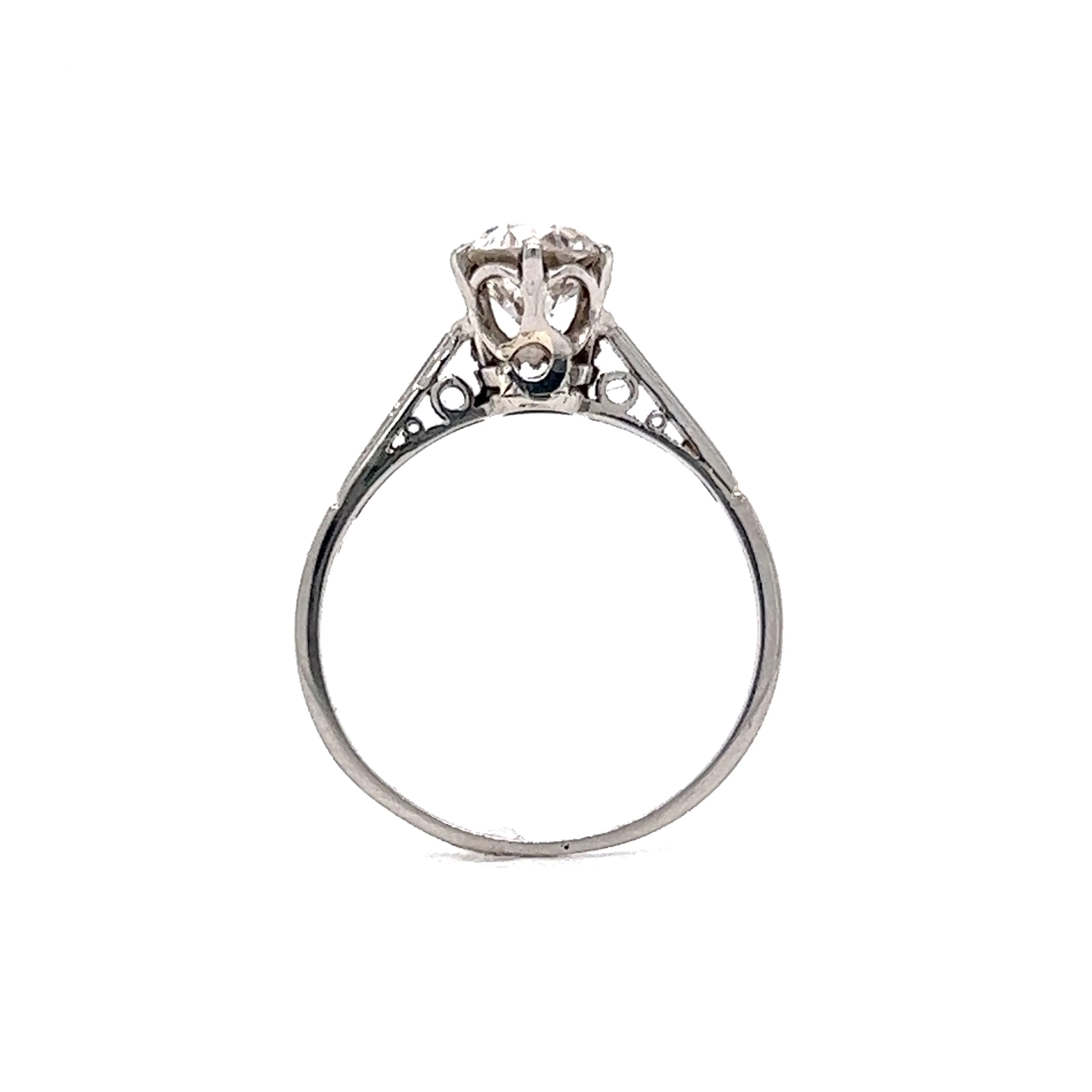 Art Deco Solitaire Diamond Engagement Ring in Platinum - Image 4