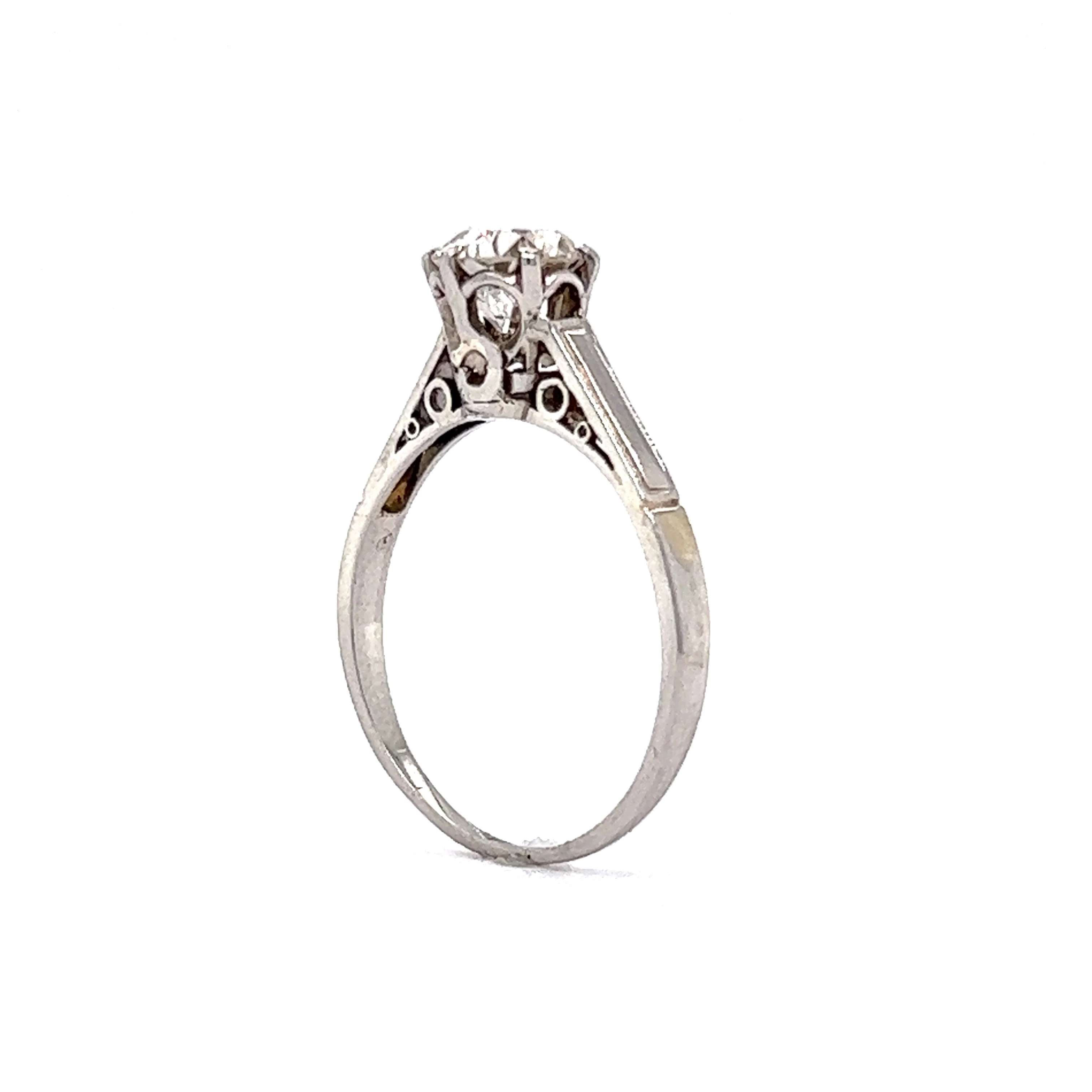 Art Deco Solitaire Diamond Engagement Ring in Platinum - Image 5