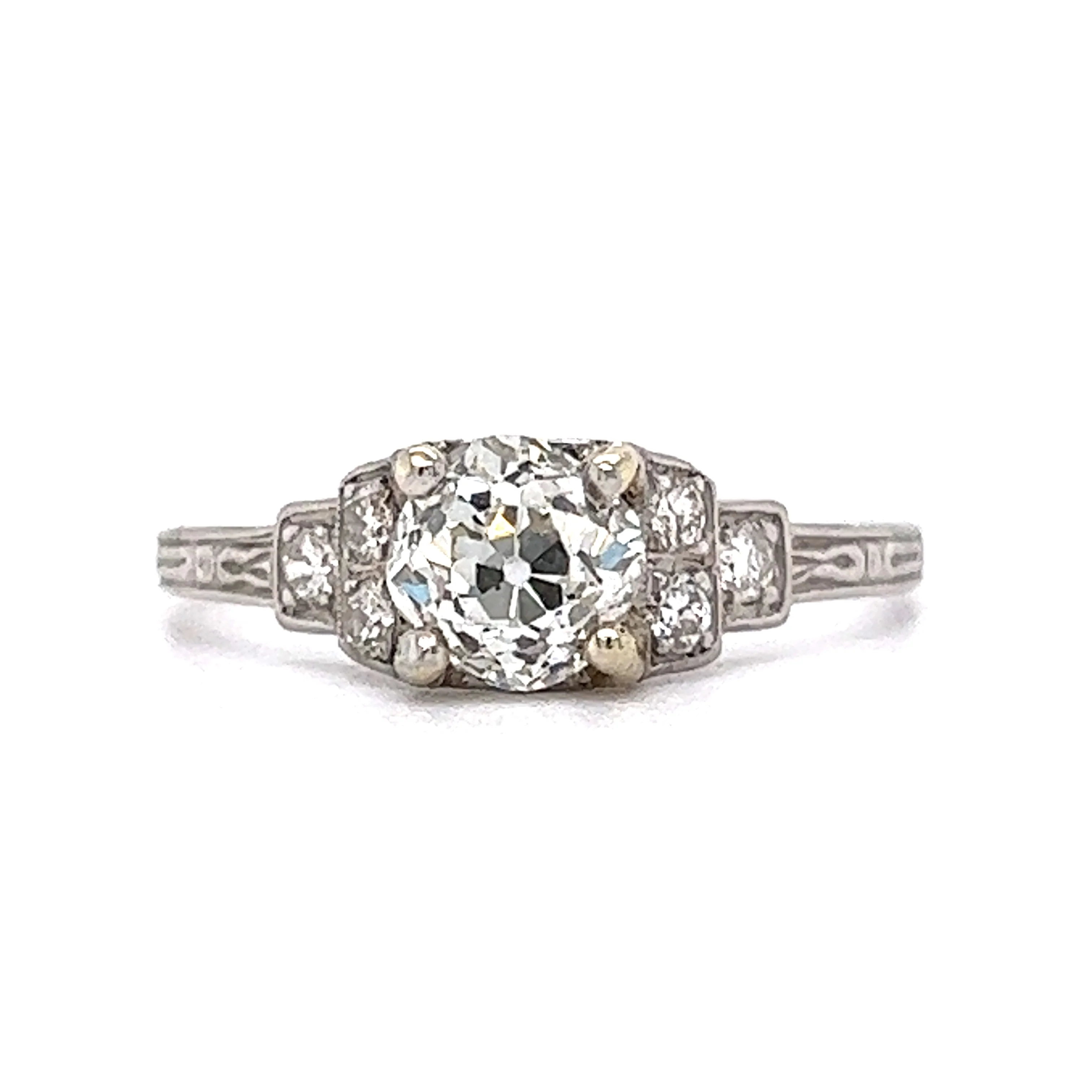 Art Deco Step Diamond Engagement Ring in Platinum