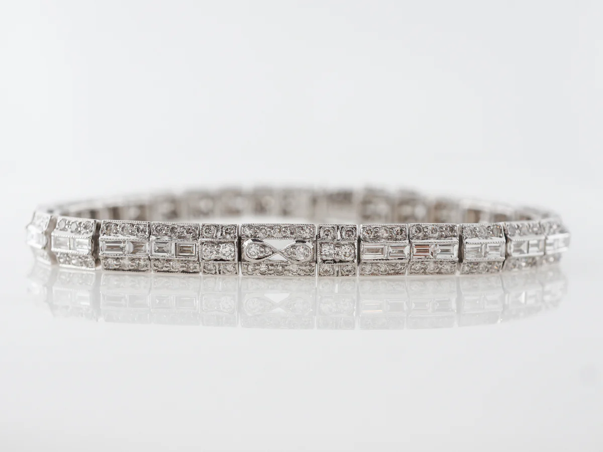 Art Deco Style Bracelet in White Gold w/ Diamonds 4.50 Carats - Image 2