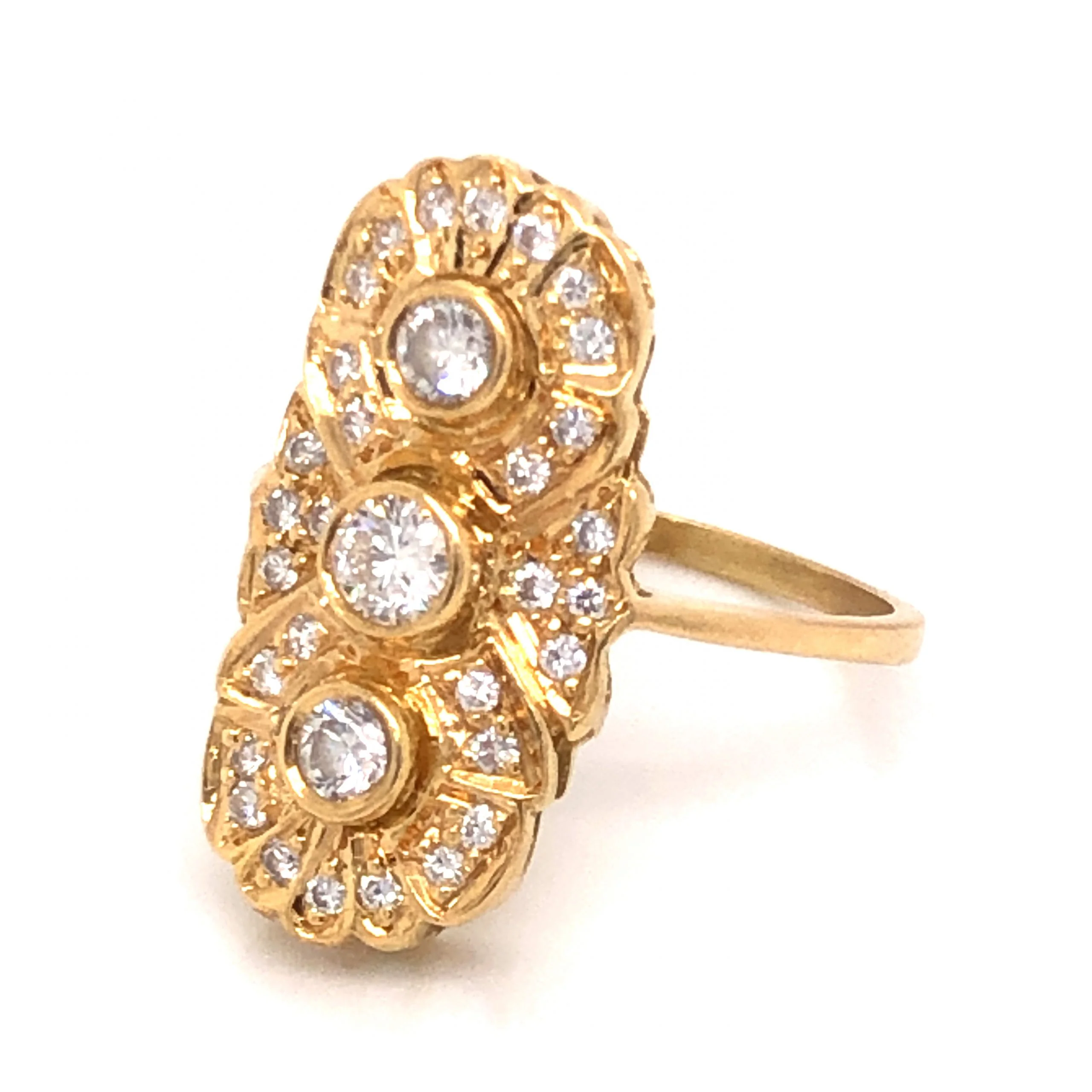 Art Deco Style Diamond Cocktail Ring in 14K Yellow Gold - Image 2