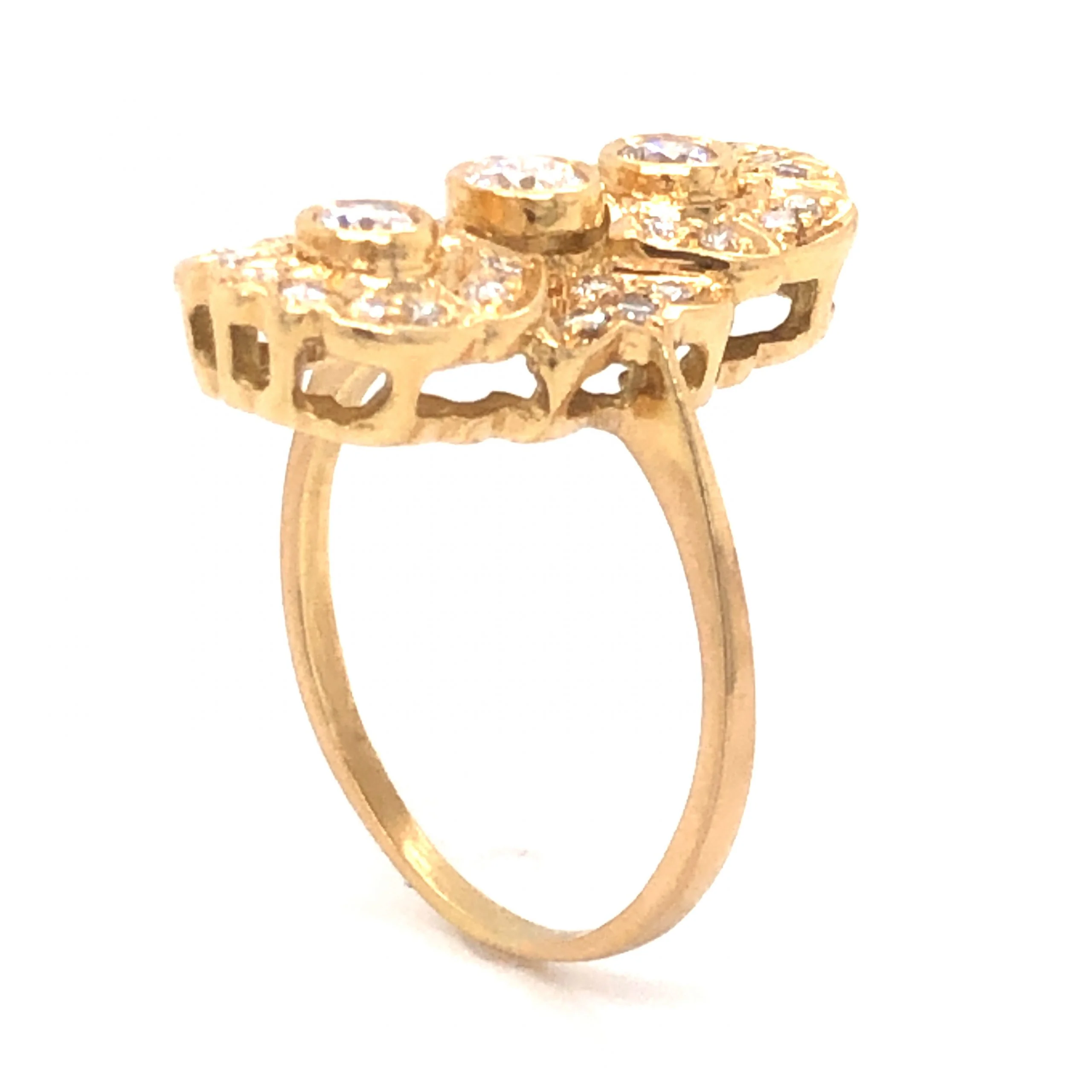 Art Deco Style Diamond Cocktail Ring in 14K Yellow Gold - Image 4