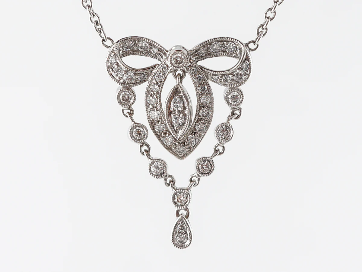 Art Deco Style Diamond Necklace in 18k White Gold - Image 2