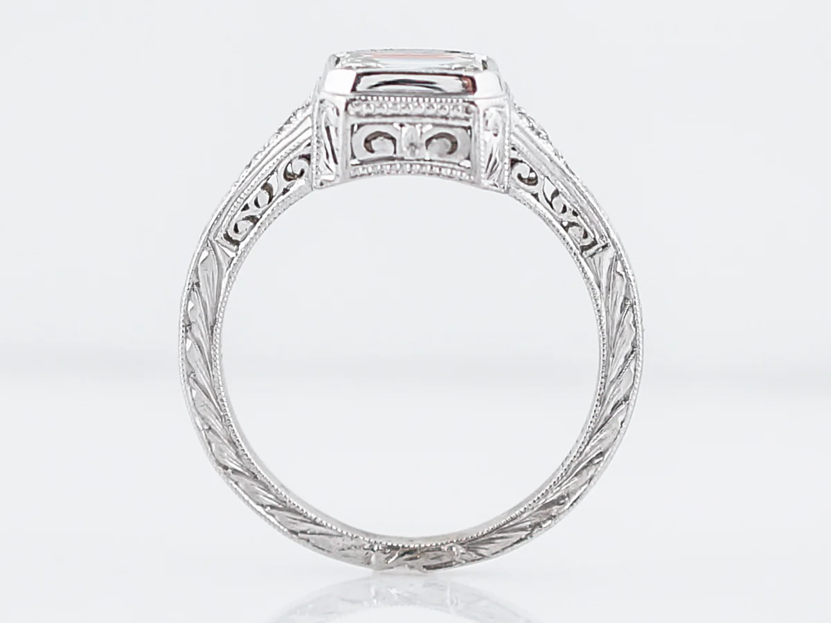 Art Deco Style Emerald Cut Diamond Engagement Ring - Image 4