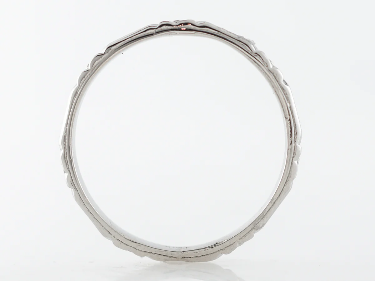 Art Deco Style Orange Blossom Wedding Band in Platinum - Image 2