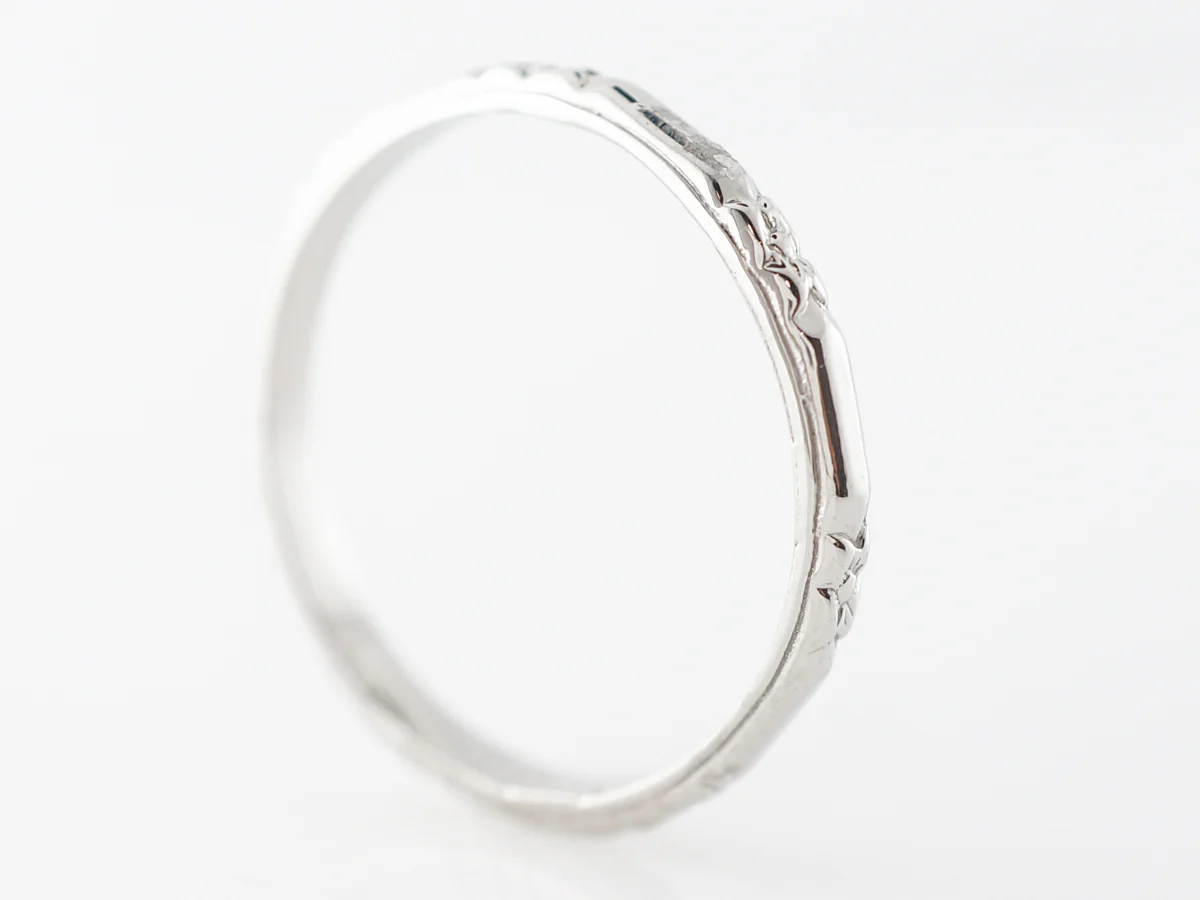 Art Deco Style Orange Blossom Wedding Band in Platinum - Image 3