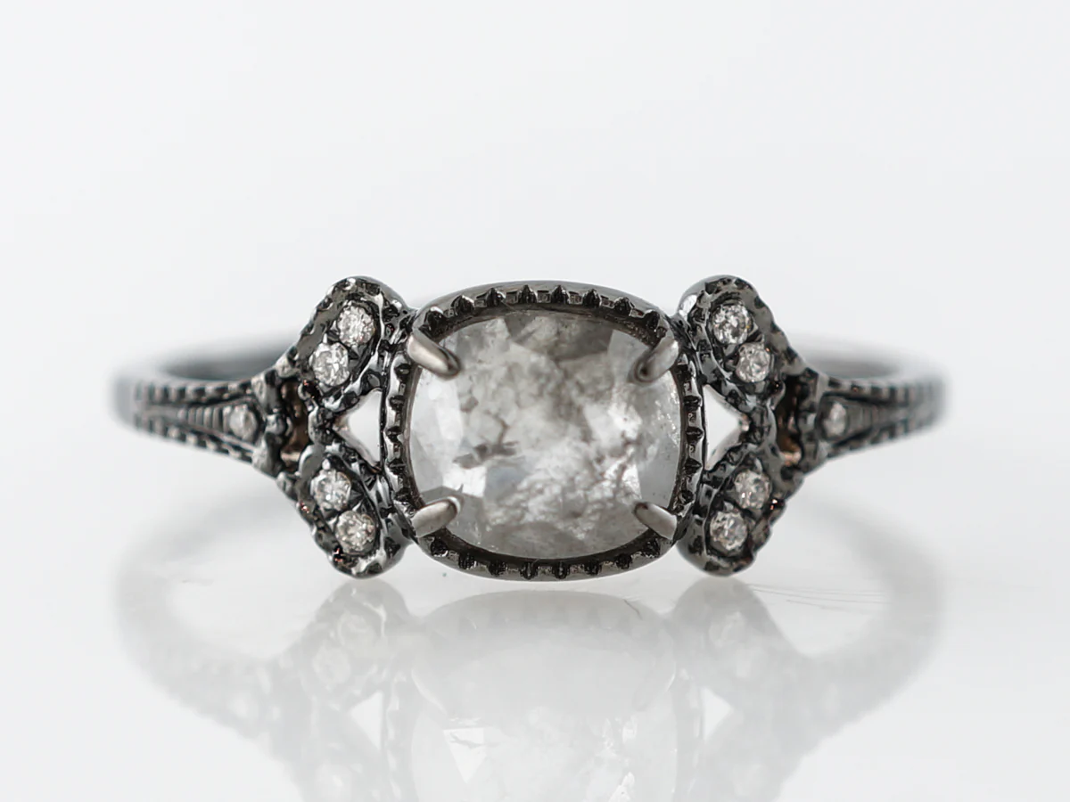 Grey Diamond Engagement Ring in 18k White Gold