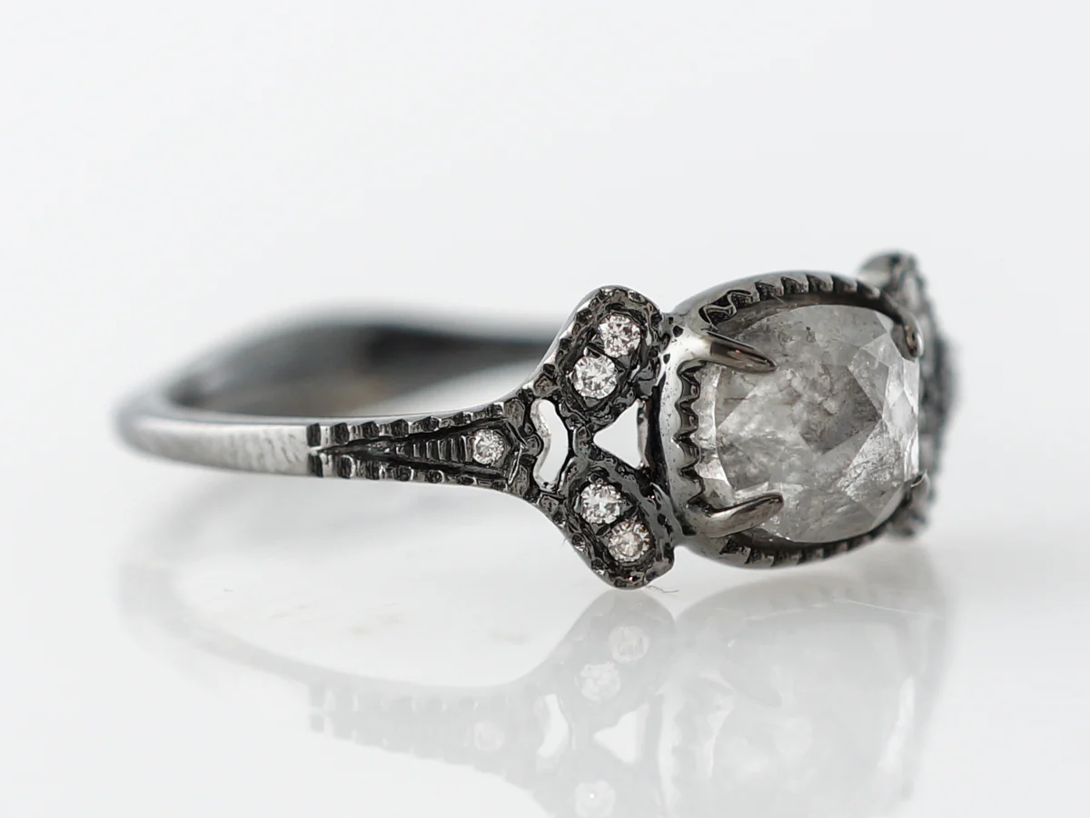 Grey Diamond Engagement Ring in 18k White Gold - Image 3