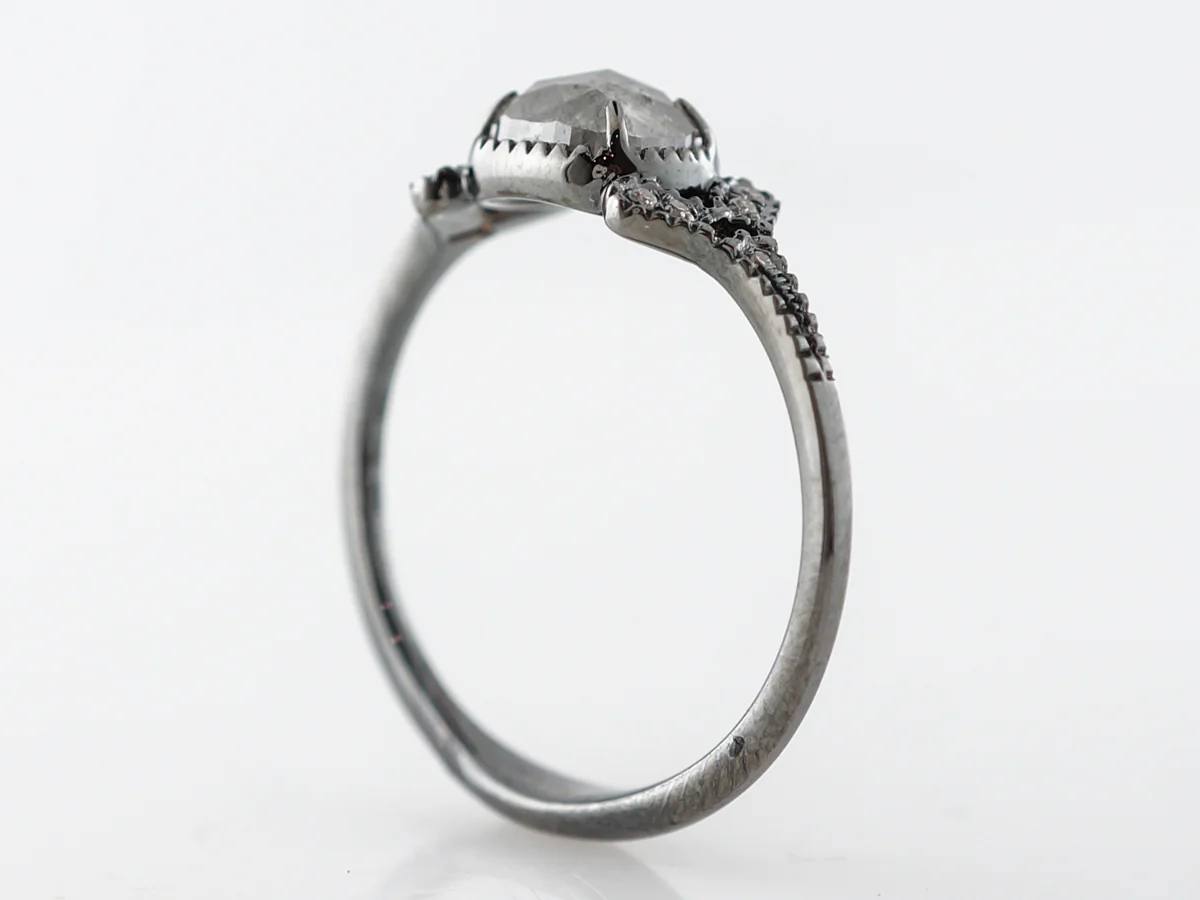 Grey Diamond Engagement Ring in 18k White Gold - Image 4