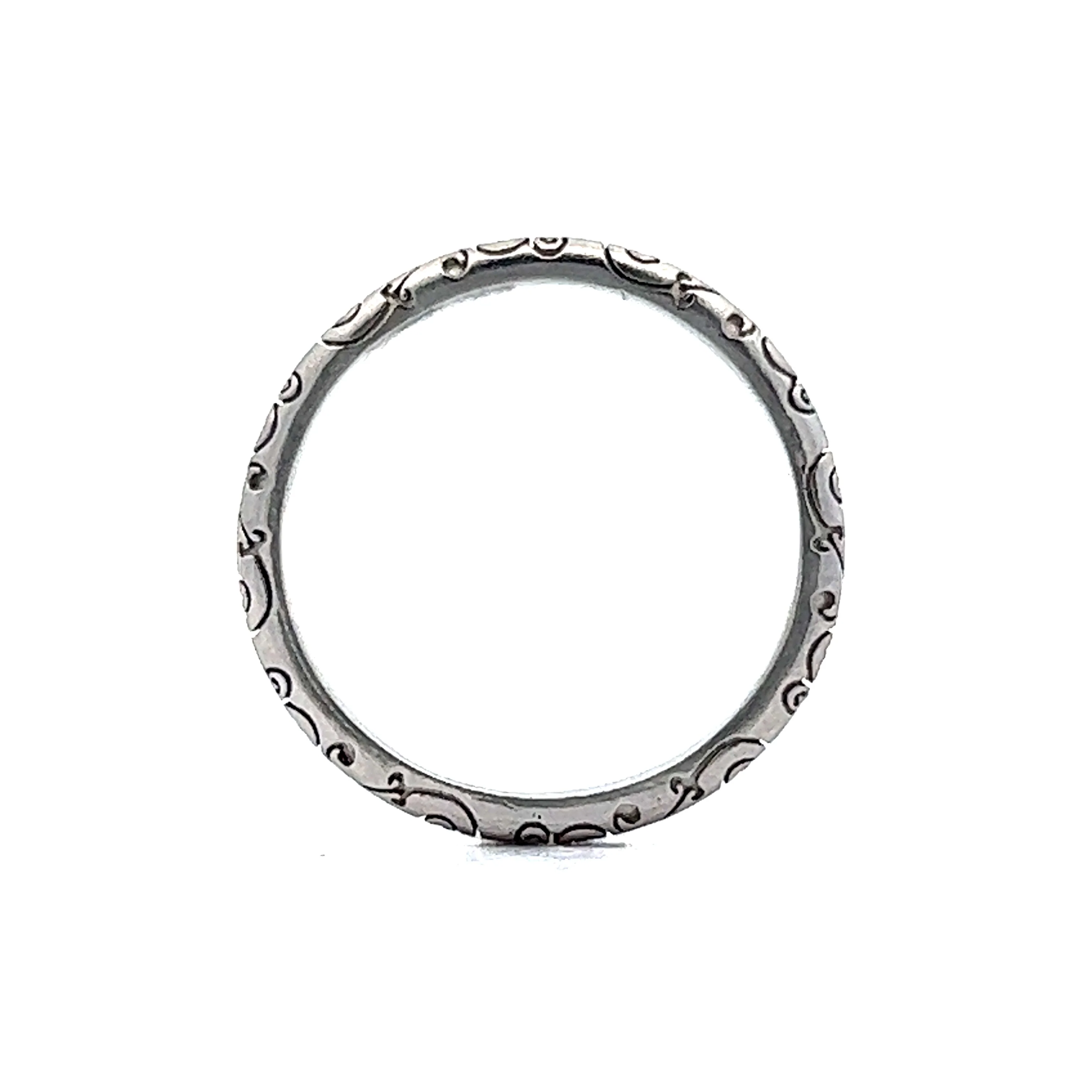 Art Deco Swirl Engraved Wedding Band in Platinum - Image 4
