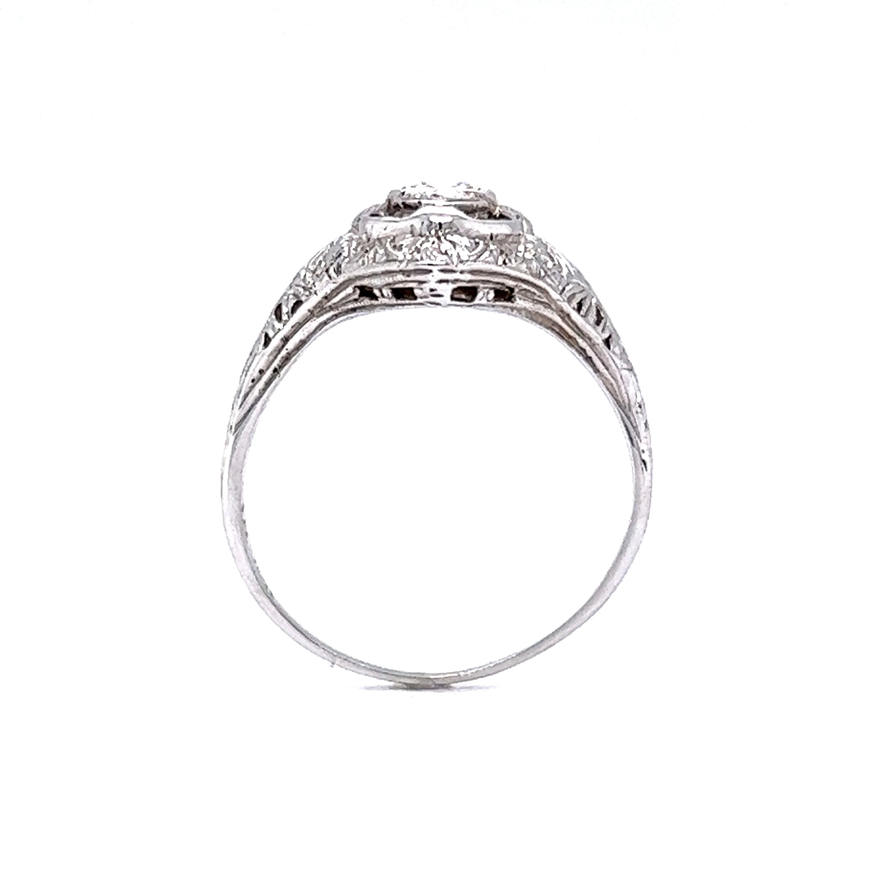 Art Deco Three Stone Diamond Ring in 18k White Gold - Image 4