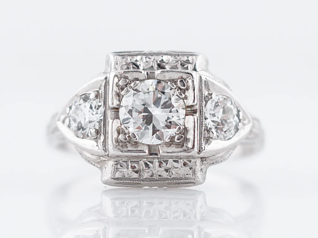 Art Deco Transitional Cut Diamond Ring in Platinum