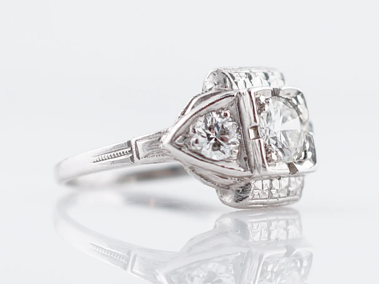 Art Deco Transitional Cut Diamond Ring in Platinum - Image 3