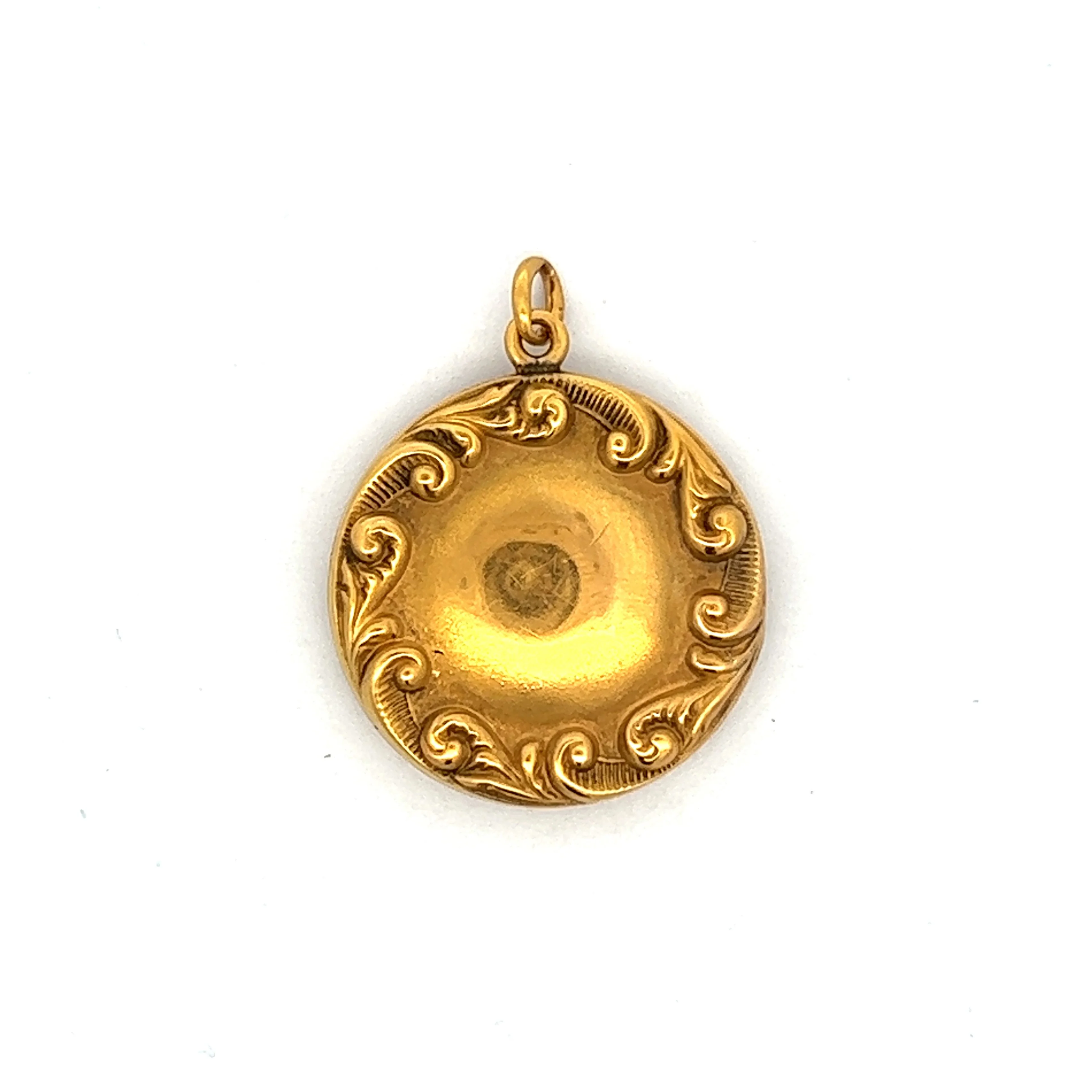 Art Nouveau Diamond Pendant Necklace in 14k Yellow Gold - Image 2