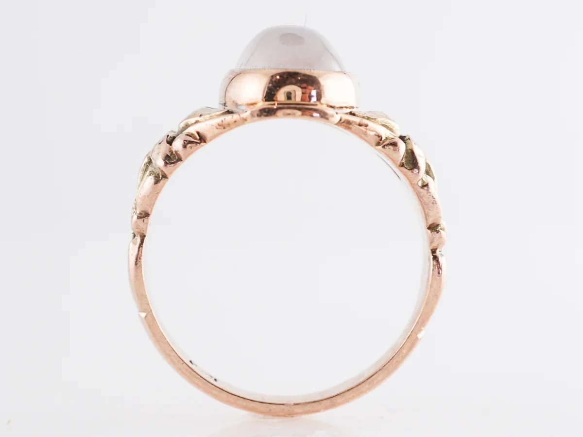 Art Nouveau Moonstone Cocktail Ring in 14k Yellow Gold - Image 4