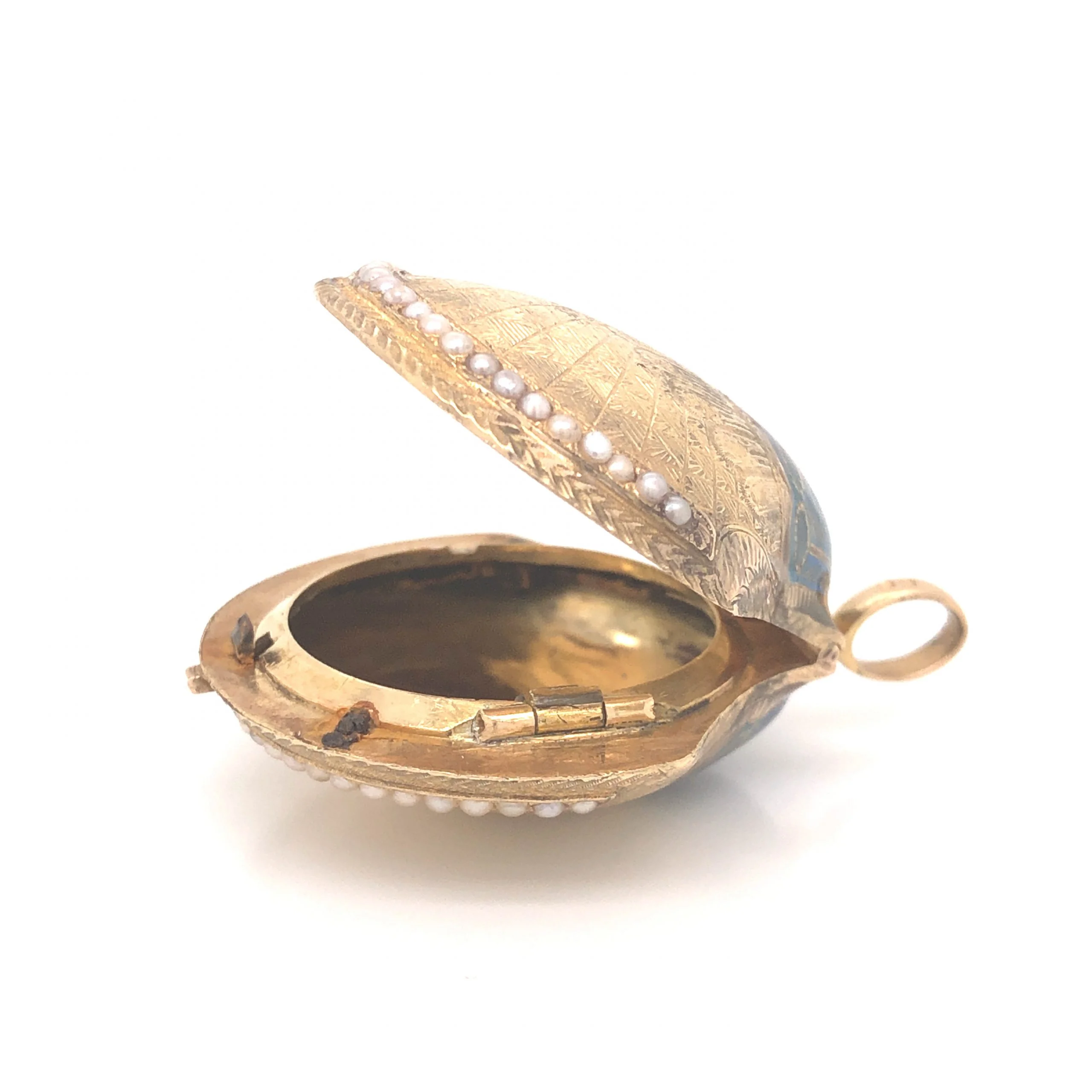 Art Nouveau Pearl Shell Pendant in 18k Yellow Gold - Image 3