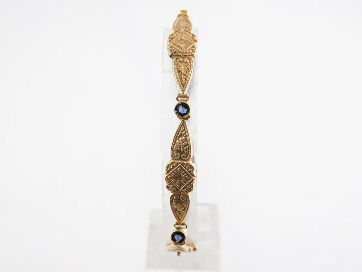Art Nouveau Sapphire Bracelet in 18k Yellow Gold - Image 3