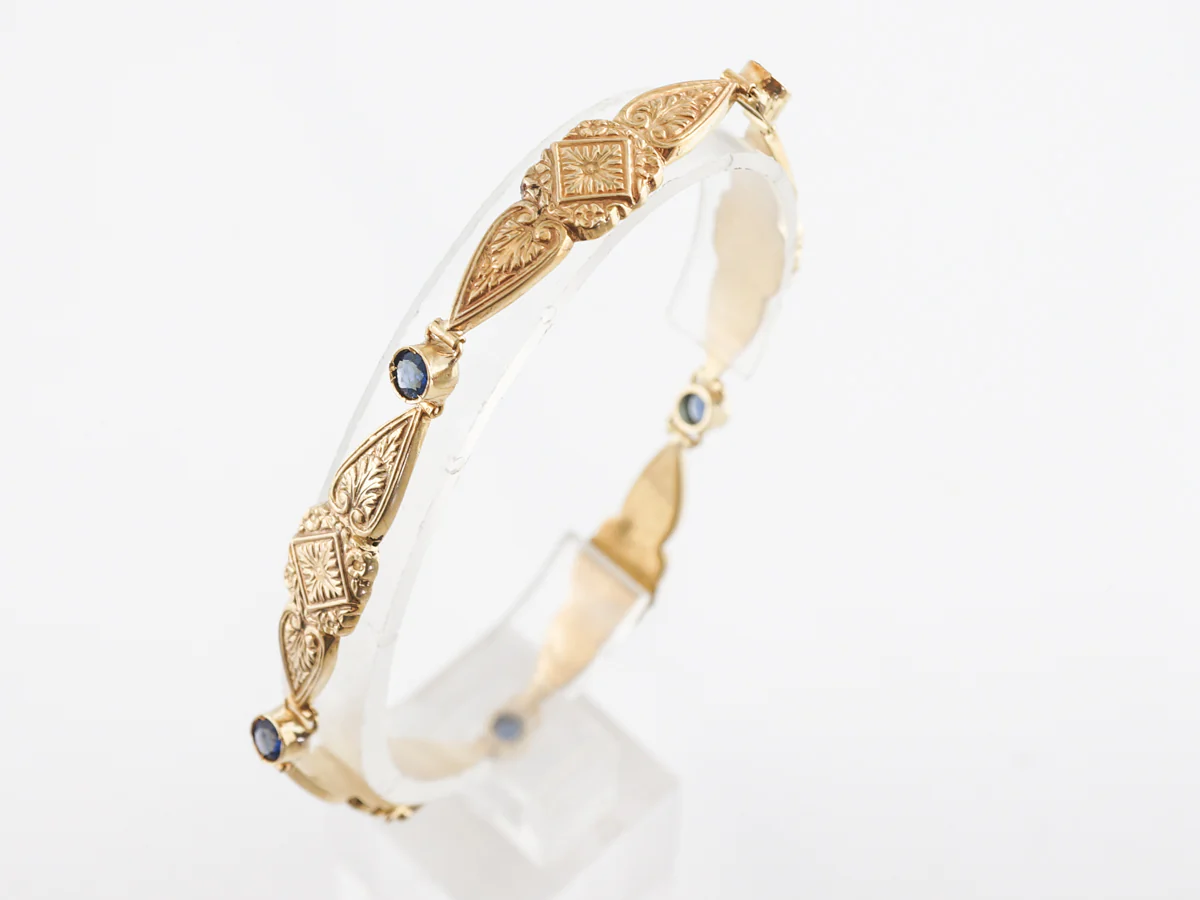 Art Nouveau Sapphire Bracelet in 18k Yellow Gold - Image 4