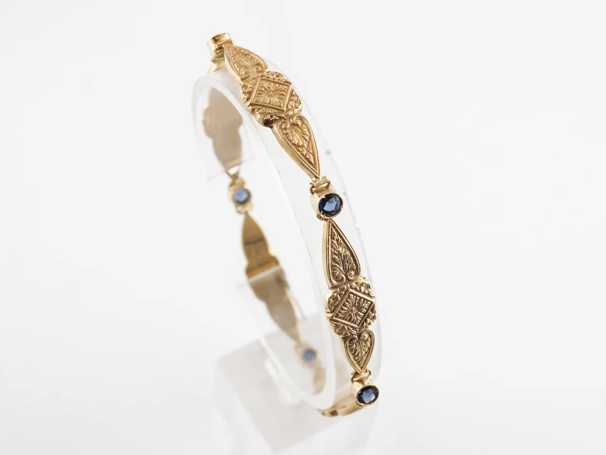 Art Nouveau Sapphire Bracelet in 18k Yellow Gold - Image 5