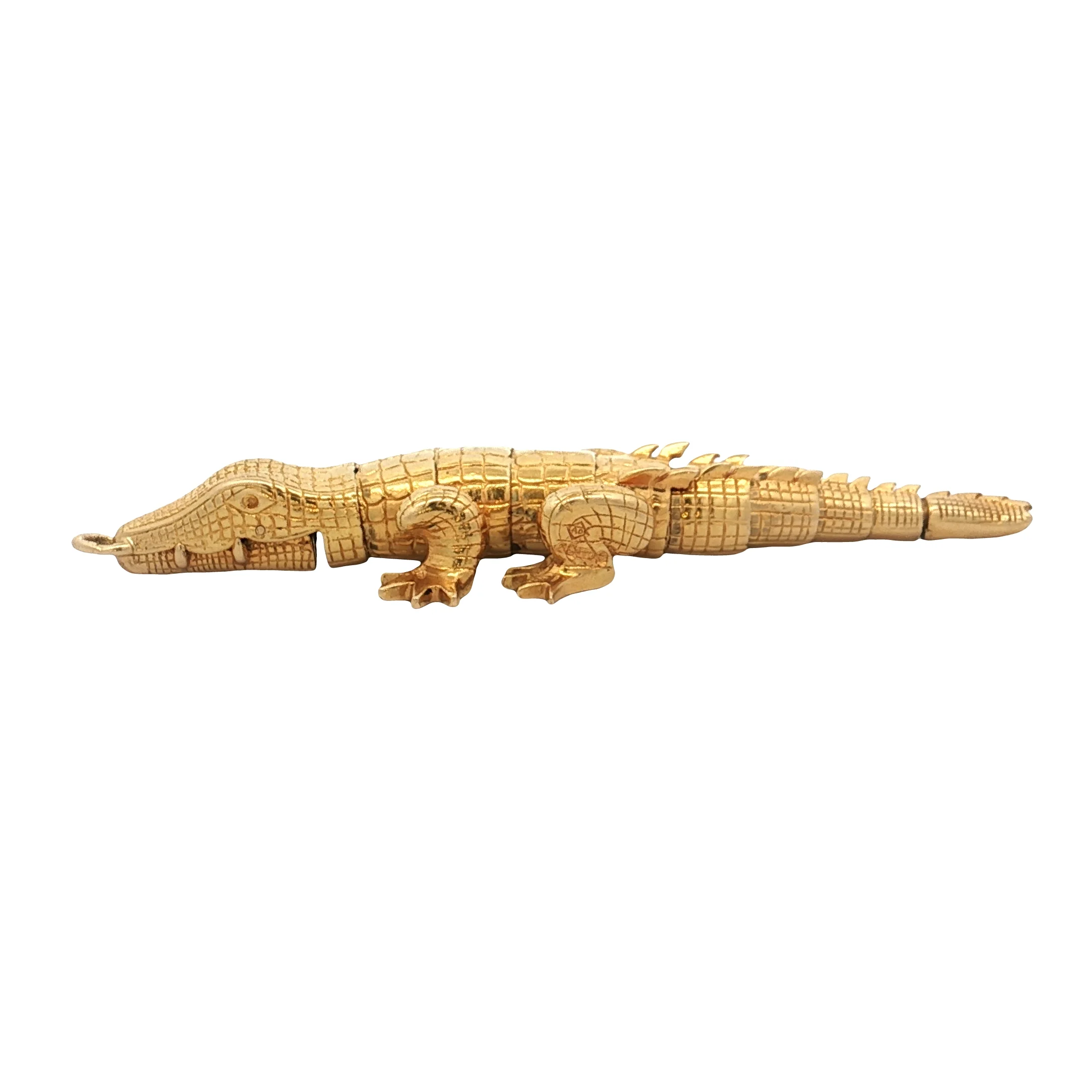 Articulated Alligator Pendant 22k Yellow Gold - Image 3