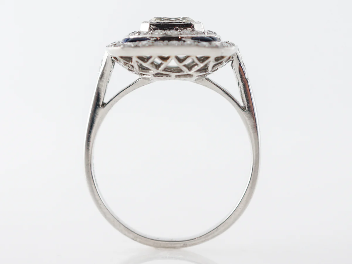 Asscher Cut Diamond Engagement Ring w/ Sapphire Accents - Image 4